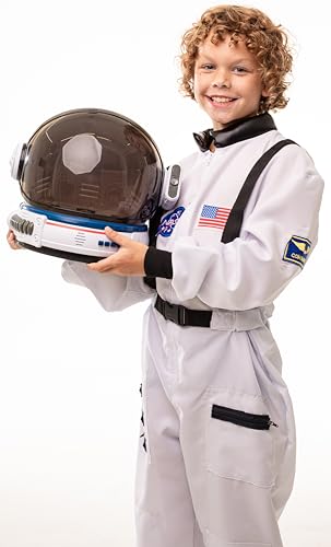 AEROSQUAD-Kids Astronaut Costume with Helmet, Nasa Space Helmet Suit for Boys & Girls with Movable Visor & Mission Sounds - Helmet & Costume - X-large: 10-12 Y