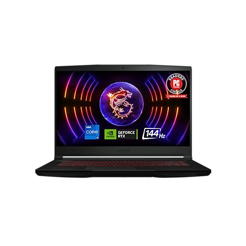 MSI Thin GF63 Gaming Laptop: Intel Core i5-12450H GeForce RTX 2050, 15.6" FHD, 144Hz, 8GB DDR4, 512GB NVMe SSD, Type-C USB 3.2 Gen 1, Cooler Boost 5, Win 11 Home: Black 12UCX-484US - 12th Gen i5 - RTX 2050 - 15.6"