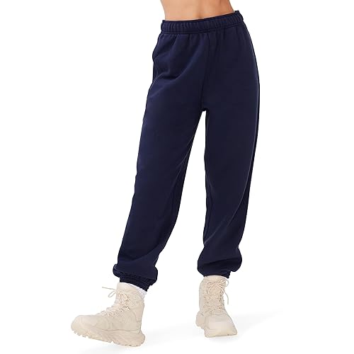 KUT & SO Womens Oversized Sweatpants – High Waisted Premium Midweight Fleece Joggers – Cozy Loungewear Boyfriend Fit - Large - Navy