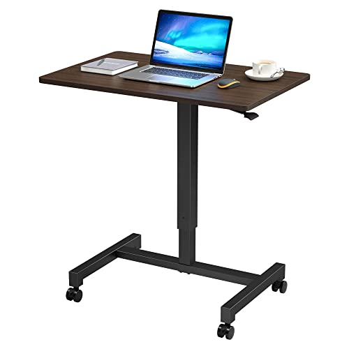 FitDesk Adjustable Desk- Height Adjustable Laptop Desk- Stand Up Desk- Pneumatic Standing Desk- Portable Desk for Laptop- Adjustable Mobile Desk- Portable Office Desk for Home Office- Walnut, 27" - Walnut