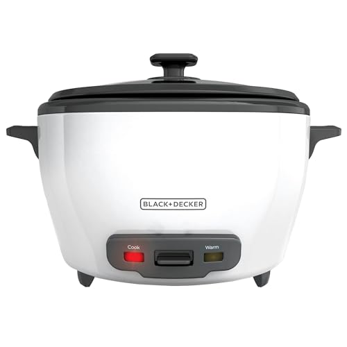 BLACK+DECKER Rice Cooker 6-Cup (Cooked) with Steaming Basket, Removable Non-Stick Bowl, White - 6-cup - rice cooker
