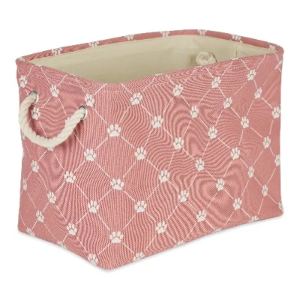 Bone Dry Pet Storage Collection Paw and Bone Print, Medium Rectangle, 16x10x12, Rose Trellis