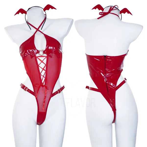 Sheer Succubus Bodysuit - Red / XL/2XL