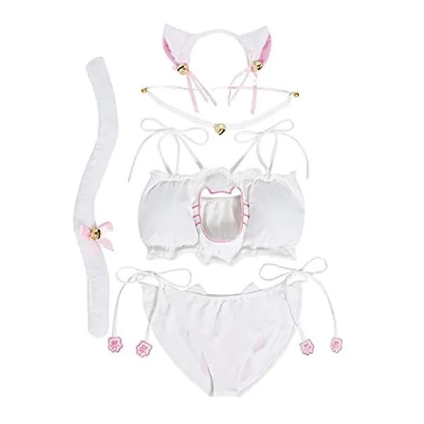 
                            Women's Cosplay Lingerie Set Kitten Keyhole Cute Sexy Outfit
                        