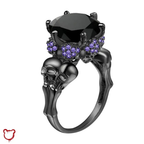 "Darkness Skull Ring (Purple)" - 7 / Black