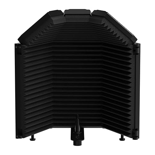 XTUGA Recording Microphone Isolation Shield High Density Absorbent Foam to Filter Vocal,Top Enclosed Foldable Soundproof Cover for Condenser Microphone Recording Equipment MIS01 - MIS01