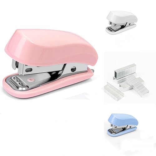 Pink Color Mini Stapler with Staples,Small Cute Stapler for Desk,Gift for Student or Office Use (Pink) - Pink