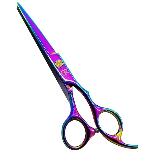 Professional Hair Cutting Shears,6 Inch Barber hair Cutting Scissors Sharp Blades Hairdresser Haircut For Women/Men/kids 420c Stainless Steel (Rainbow) - Rainbow