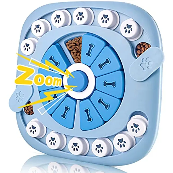 AVOAR Puzzle Feeder Dog Toy for Large Medium Dogs, Mentally Stimulating Toys, Treat Dispensing Dog Toys, Enrichment for Smart Dogs, Pet Toy, Blue, 11.8X11.8X1.38inch
