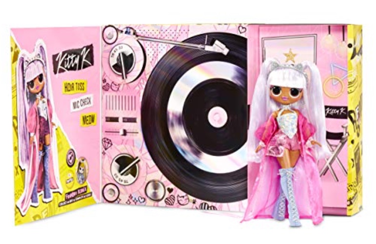LOL Surprise OMG Remix Kitty K Fashion Doll – with 25 Surprises, Plays Music, with Extra Outfit, Shoes, Hair Brush, Doll Stand, Lyric Magazine, and Record Player Package - For Girls Ages 4+ - Multicolor