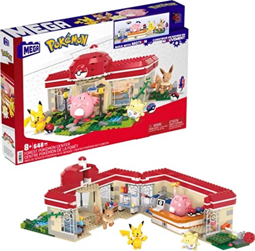MEGA Pokémon Action Figure Building Toys, Forest Pokémon Center with 648 Pieces, 4 Poseable Characters, Gift Idea for Kids