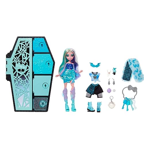Monster High Skulltimate Secrets Fearidescent Series Doll & Accessories, Lagoona Blue, Dress-Up Locker, Color Reveal Keys & 19+ Surprises - Lagoona