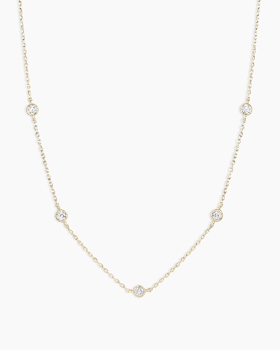 Classic Five Diamond Necklace | 14k Solid Gold