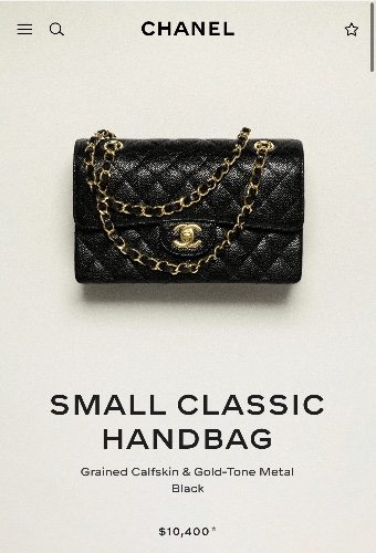Small classic handbag, Grained calfskin & gold-tone metal, black — Fashion | CHANEL