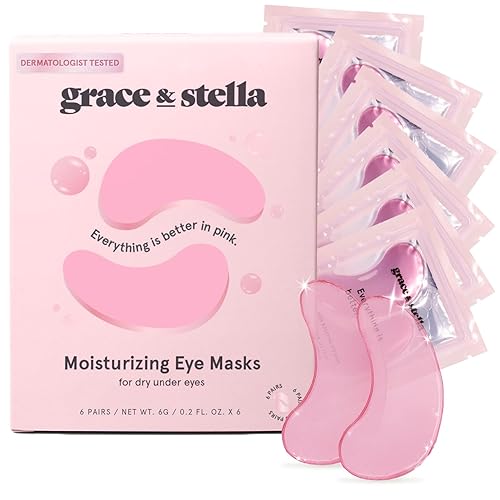 grace & stella Award Winning Under Eye Mask - Reduce Dark Circles, Puffy Eyes, Undereye Bags, Wrinkles - Gel Under Eye Patches - Gifts for Mom - Vegan Cruelty-Free Self Care (Pink, 6 Pairs) - Pink (6 Pairs)