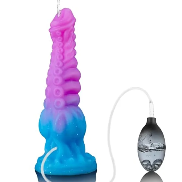 9.7" Squirting Dildo Monster Dildo, Tentacle Dildo Fantasy Dildo Ejaculating Toy with Big Knot, Dragon Dildo Knotted Dildo with Strong Suction Cup, Silicone Huge Dildo Adult Sex Toys for Women Men