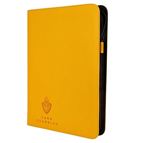 Card Guardian - 9 Pocket Premium Binder with Zipper for 360 cards - side loading pockets for Trading Card Games TCG (Yellow) - Yellow