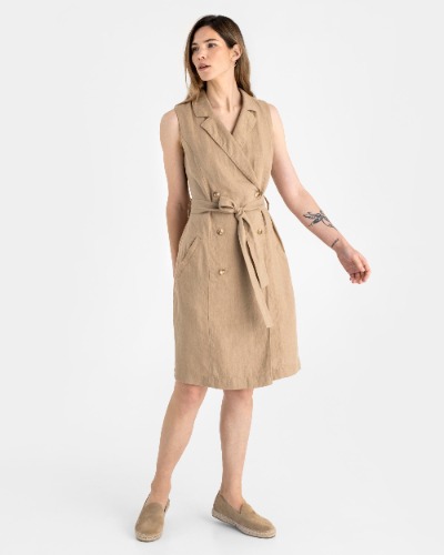 Trench linen dress LISBON in Wheat | S