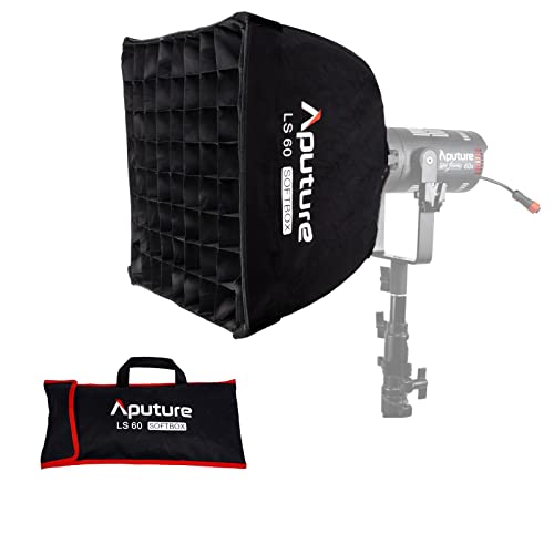 Aputure LS60 Softbox, Compact Square Softbox Designed for Aputure LS 60d LS 60x, 45° Light Control Grid, 2 Types of Front Diffusion