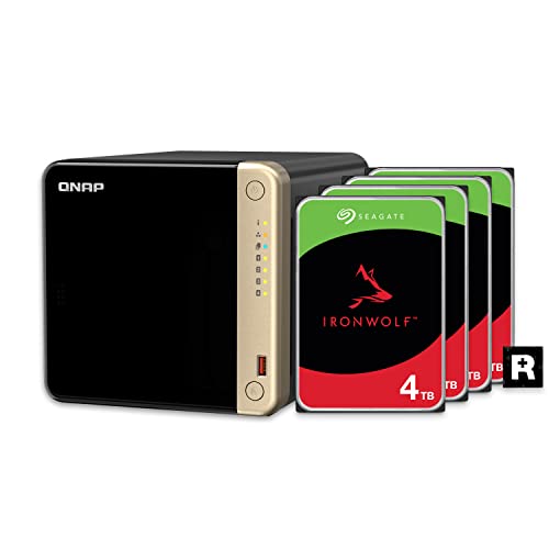 QNAP TS-464-8G-44ST-US 4 Bay High-Performance Desktop NAS with 12TB Storage Capacity, Preconfigured RAID 5 Seagate IronWolf HDD Bundle - 4 Bay - Seagate NAS Drives