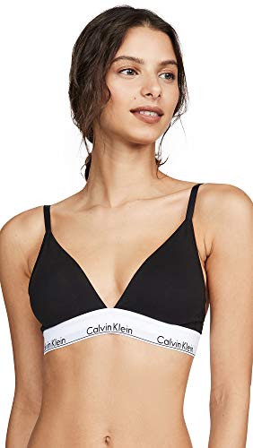 Calvin Klein Women's Modern Cotton Lightly Lined Triangle Wireless Bralette - Medium - Black