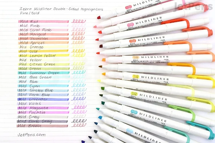 Zebra Mildliner Double-Sided Highlighter - Fine / Bold - 25 Color Bundle