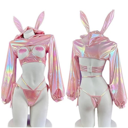 Laser Rave Bunny Cosplay Lingerie Set - Pink