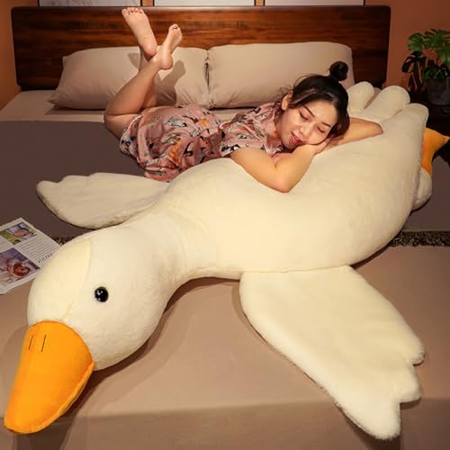 Giant White Goose Plush-75'' Soft Furry Swan Stuffed Animal Pillow,Huge Goose Plush Hugging Pillow Gifts for Every Age (75in) - 75in