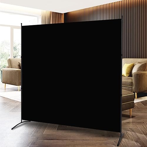 Room Divider Single Panel Privacy Screen, 71''x72''H Large Divider for Room Separation, Thickened Fabric 6FT Room Divider Wall Screen for Bedroom Office School, Portable Partition Room Dividers, Black - 1 Panel - Black