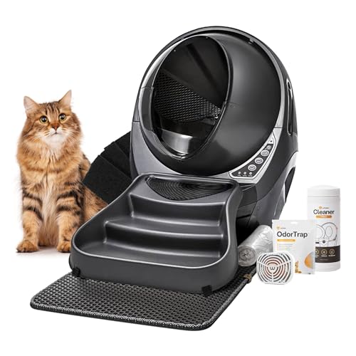 Litter-Robot 3 Pro Bundle by Whisker, Grey - Includes Litter-Robot, LitterTrap Mat, Fence, Ramp, OdorTrap, 6 OdorTrap Refills, 100 Liners, 6 Carbon Filters, Cleaner Wipes & WhiskerCare 1-Year Warranty - Grey