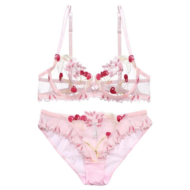 Sweet Cherry Lingerie Set - Pink / 36C