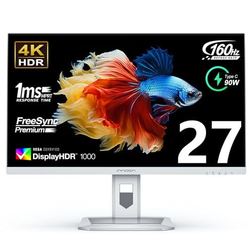 INNOCN 27" Mini LED 4K 160Hz Gaming Monitor UHD 3840 x 2160p 1ms IPS HDR1000 HDMI 2.1 Computer Monitor, 99% DCI-P3, USB Type-C Connectivity, Pivot Sensor, Height Adjustable Stand - 27M2V - 27 Inch - 4K 160Hz