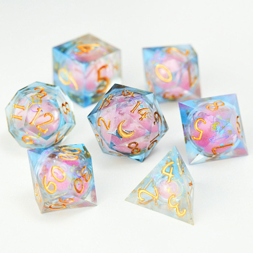 Astrology Pink Liquid Core Dice Set