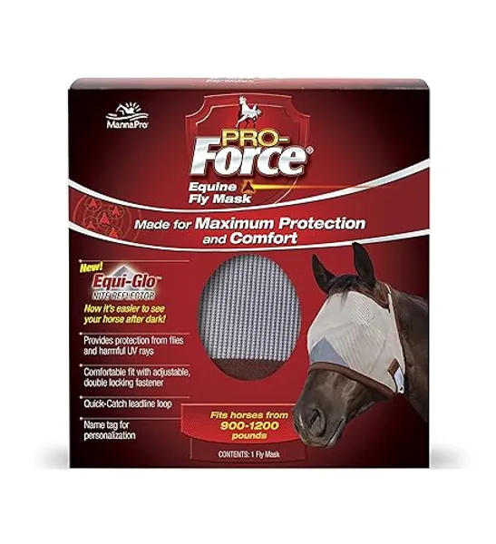 Pro-Force Equine Fly Mask | Horse Fly Mask with UV Protection | Adjustable Fit for Comfort | Without Ears, Brown