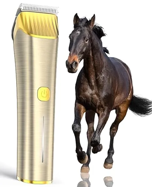 oneisall Cordless Horse Clippers,Low Noise 2 Speed Horse Grooming Clippers,Horse Trimmer Shaver Kit for Matted Long Hair,Detachable Stainless Steel Blade Horse Grooming Kit for Thick Coat