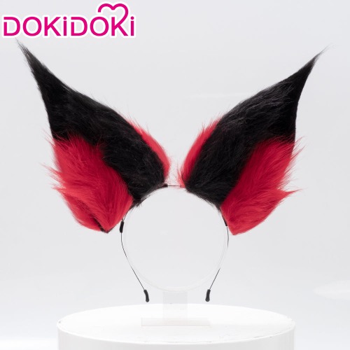 【Ready For Ship】DokiDoki Anime Hell Hotel Cosplay Alastorr Cosplay Wig / Glasses / Ears / Headpieces Short Red Black / Black Gloves Red Nails | Furry Ears Only-Ready For Ship