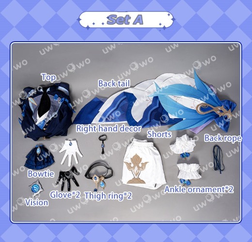 Uwowo Genshin Impact Furina Focalors Hydro Archon Fontaine Cospaly Costume | Save 3% for Costume+vision bundle（add vision into cart） / 【In Stock】Set A:L