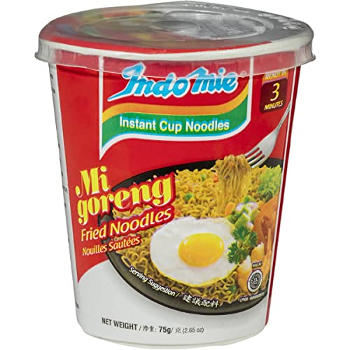 Indomie Mi Goreng Instant Cup Fried Noodles, Halal Certified, Original Flavor (Pack of 12)