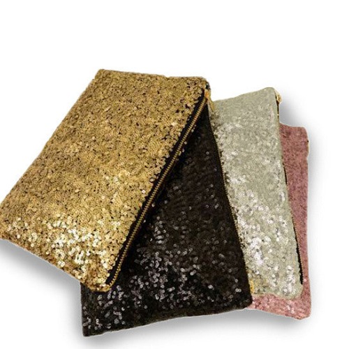 Glitterati Glam Clutch Sequins In 4 Colors - SILVER SEQUINS