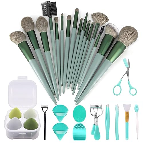 Koccido Makeup Brushes 30 Pcs Makeup Kit,Foundation Brush Eyeshadow Brush Make up Brushes Set (Green, 30 Piece Set Large) - 30 Piece Set Large - Green