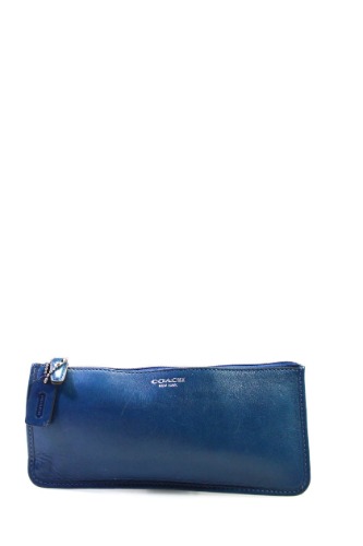Coach Womens Leather Rectangle Zip Wallet Blue | blue