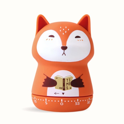 AYUOO Kitchen Timer Cute Craft 60 Minutes Timer Mechanical Wind Up Egg Timer Cooking Timer Home Decor (Red Fox)