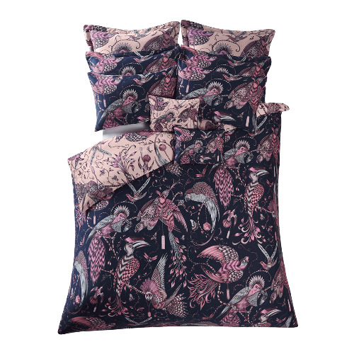 Audubon Duvet Cover | Navy/Pink / UK Super King
