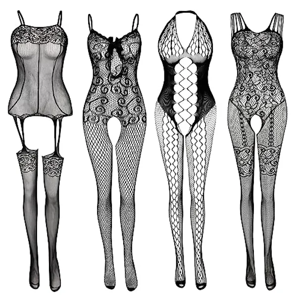 Women's Lace Stockings Lingerie Floral Fishnet Bodysuits Lingerie Nightwear for Romantic Date Wearing