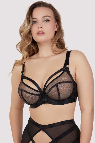 Regent Black Mesh Balcony Bra | 40F