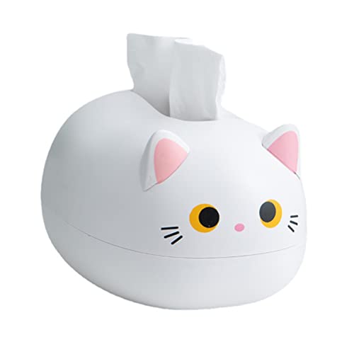 Sahgsa Cartoon Cat Tissue Box Desktop Paper Napkin Storage Box Paper Contenedor Home Decoration - Blanco