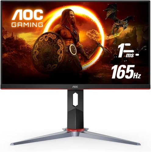AOC Gaming 24G2S 24” Frameless Gaming Monitor, Full HD 1920x1080, 165Hz 1ms, Adaptive-Sync, Height Adjustable Stand, Black - 24" FHD | VA - 165Hz Low Latency