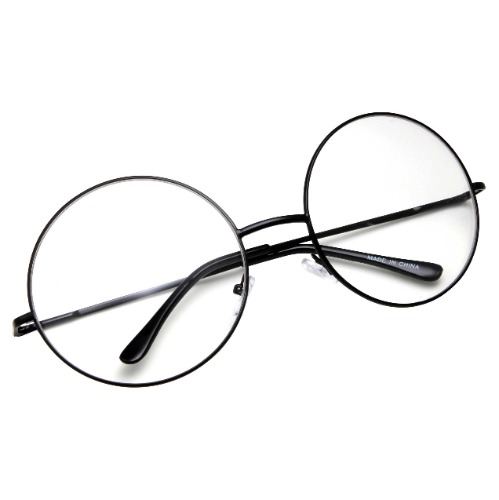grinderPUNCH - Non-Prescription Round Circle Frame Clear Lens Glasses - Black Small (1.8 Inch) Inches