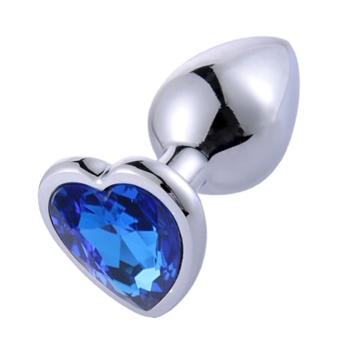 Rustless Metal Anal Butt Plugs Blue Jewelry Heart Shaped Anal Trainer Toys Unisex Valentine 's/Birthday Gift for Lover Romi (Medium Plug) - Medium Silver