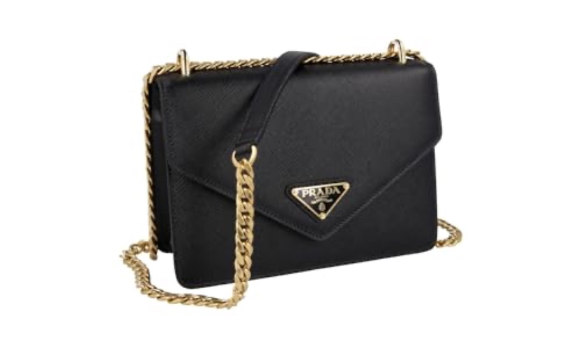 Prada Damen Schwarz Saffiano Leder Schultertasche 1BD200